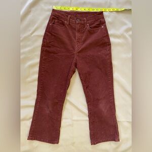 🌟 Uniqlo Brown Corduroy High Waist Straight Cropped Leg Kick Flare Pants sz 0